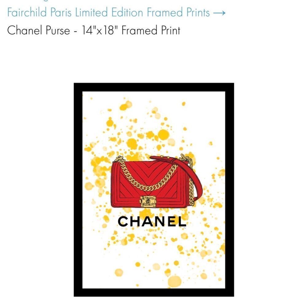 CHANEL PURSE FRAMED PRINT EXCLUSIVE FROM FAIRCHILD PARIS LIMITED EDITION